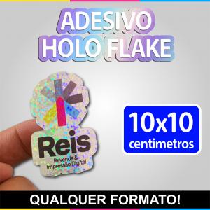 Adesivo Holo Flake Personalizado - 10x10cm Vinil Holográfico Personalizado 4x0  Corte contorno 