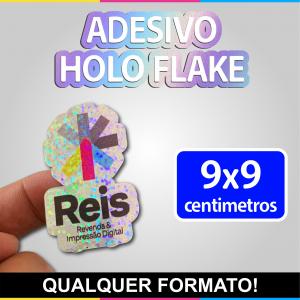 Adesivo Holo Flake Personalizado - 9x9cm Vinil Holográfico Personalizado 4x0  Corte contorno 