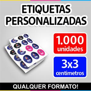 Etiquetas e rótulos 1.000 unidades 3x3cm Vinil + impressão eco-solvente 3x3cm  Sem Revestimento Meio Corte 