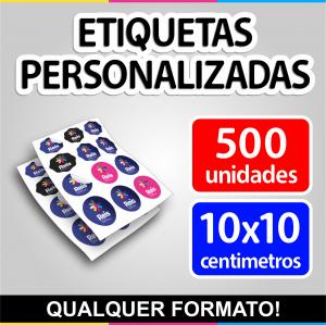 Etiquetas e rótulos 500 unidades 10x10cm Vinil + impressão eco-solvente 10x10cm  Sem Revestimento Meio Corte 