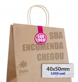 Lacre Fecha Sacola 1.000 unidades 40x50mm Vinil 0.08 40x50mm 4x0  Meio Corte 