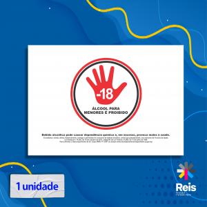 Placa - Proibida venda bebida para menores  - 1 unidade Pvc adesivado 20x15cm   Corte Reto 