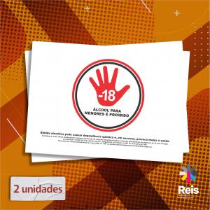 Placa - Proibida venda bebida para menores  - 2 unidades Pvc adesivado 20x15cm   Corte Reto 