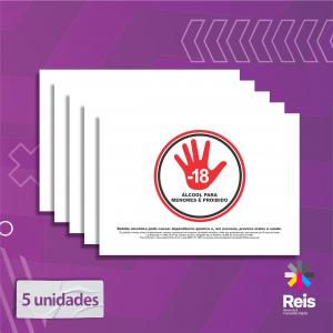 Placa - Proibida venda bebida para menores  - 5 unidades Pvc adesivado 20x15cm   Corte Reto 