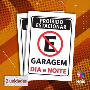 Placa - Proibido estacionar - 2 unidades Pvc adesivado 20x15cm   Corte Reto 