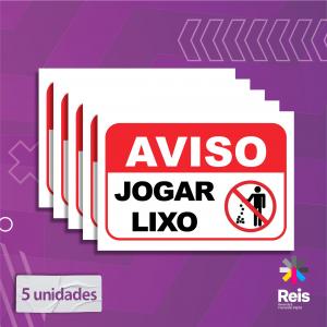 Placa - Proibido jogar lixo - 5 unidades Pvc adesivado 20x15cm   Corte Reto 